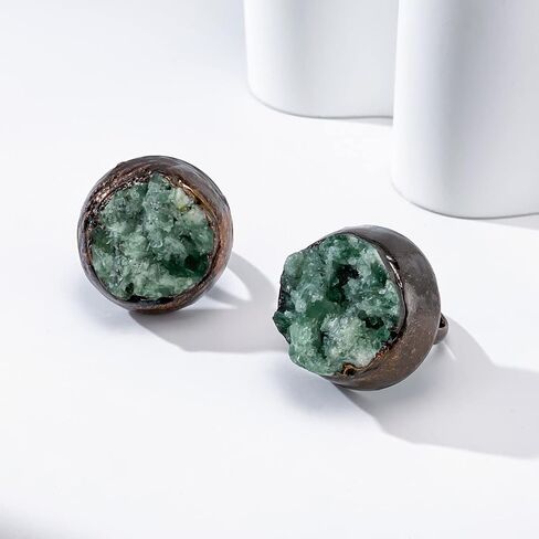 Natural Green Quartz Healing Crystal Stone Adjustable Open Ring Gemstone Ring Handmade Jewelry in Saudi Arabia