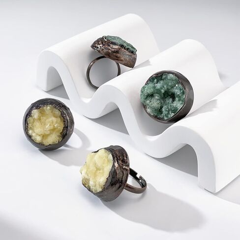 Natural Green Quartz Healing Crystal Stone Adjustable Open Ring Gemstone Ring Handmade Jewelry in Saudi Arabia