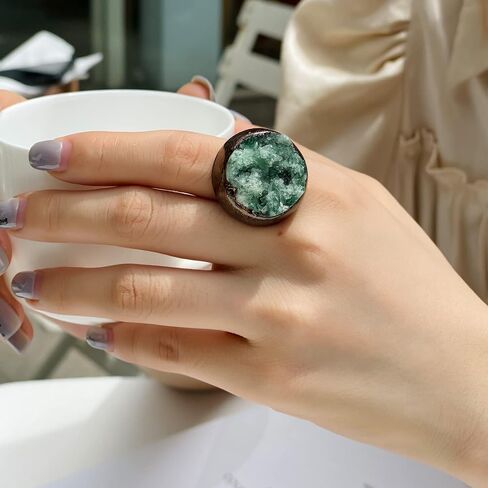 Natural Green Quartz Healing Crystal Stone Adjustable Open Ring Gemstone Ring Handmade Jewelry in Saudi Arabia