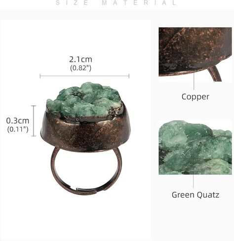 Natural Green Quartz Healing Crystal Stone Adjustable Open Ring Gemstone Ring Handmade Jewelry in Saudi Arabia