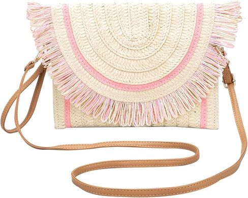 CORIOS Straw Shoulder Bag for Women Handwoven Rattan Purse Summer Beach Bag Bohemian Tote Bag Crossbody Bag Envelope Clutch in Kuwait