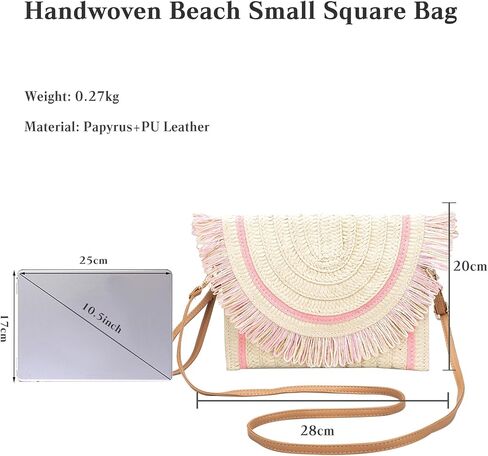 CORIOS Straw Shoulder Bag for Women Handwoven Rattan Purse Summer Beach Bag Bohemian Tote Bag Crossbody Bag Envelope Clutch in Kuwait
