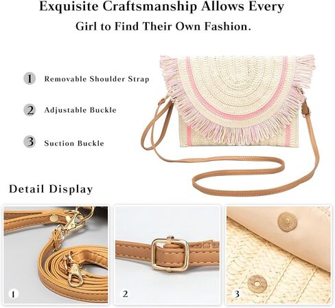 CORIOS Straw Shoulder Bag for Women Handwoven Rattan Purse Summer Beach Bag Bohemian Tote Bag Crossbody Bag Envelope Clutch in Kuwait