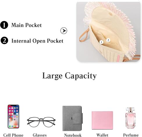 CORIOS Straw Shoulder Bag for Women Handwoven Rattan Purse Summer Beach Bag Bohemian Tote Bag Crossbody Bag Envelope Clutch in Kuwait