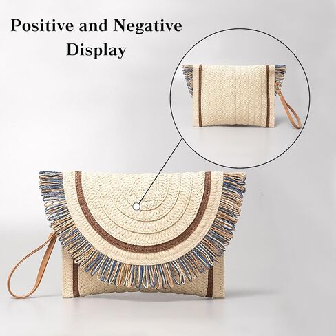 CORIOS Straw Shoulder Bag for Women Handwoven Rattan Purse Summer Beach Bag Bohemian Tote Bag Crossbody Bag Envelope Clutch in Kuwait