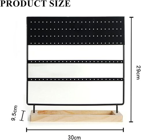 3-Tier 144 Holes Earrings Organizer Jewelry Display Holder for Earrings Necklaces Bracelets and Rings, with Slotted Wood Base Stand Display Rack for Women Girls Gift. (Black) in Kuwait