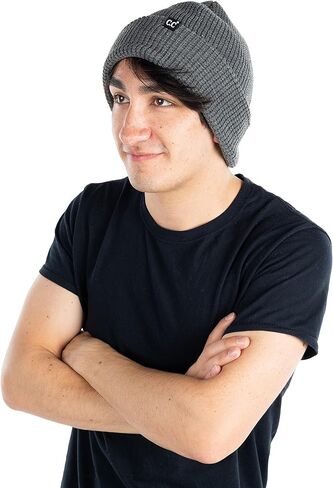 Funky Junque Mens Waffle Knit Cuff Beanie Slouchy Stretch Acrylic Thermal Lightweight Warm Winter Ski Hat Men Unisex in Saudi Arabia
