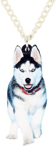 Acrylic Novelty Handsome Siberian Husky Necklace Dog Pendant Pet Jewelry for Women Girls Charm Party Gifts in Saudi Arabia