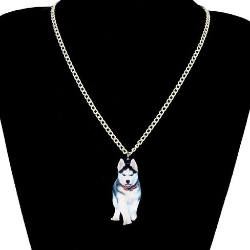 Acrylic Novelty Handsome Siberian Husky Necklace Dog Pendant Pet Jewelry for Women Girls Charm Party Gifts in Saudi Arabia