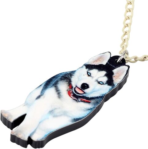 Acrylic Novelty Handsome Siberian Husky Necklace Dog Pendant Pet Jewelry for Women Girls Charm Party Gifts in Saudi Arabia