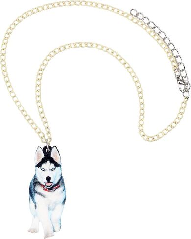 Acrylic Novelty Handsome Siberian Husky Necklace Dog Pendant Pet Jewelry for Women Girls Charm Party Gifts in Saudi Arabia