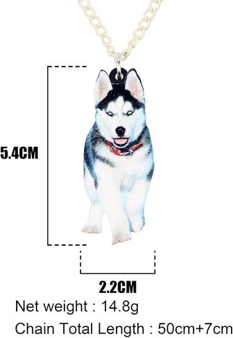 Acrylic Novelty Handsome Siberian Husky Necklace Dog Pendant Pet Jewelry for Women Girls Charm Party Gifts in Saudi Arabia
