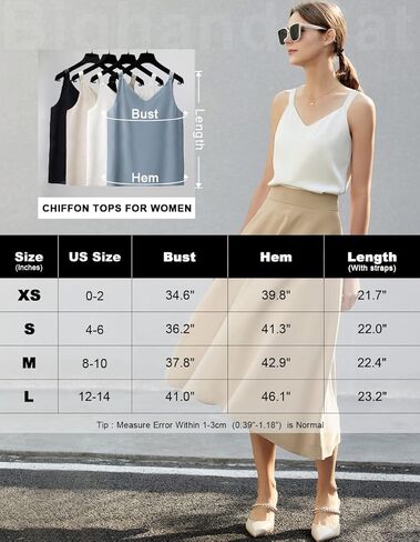 قميص IIG نسائي من الشيفون ذو طبقات مزدوجة ريترو مثير ورقبة على شكل حرف V بدون أكمام وقميص فضفاض in Kuwait