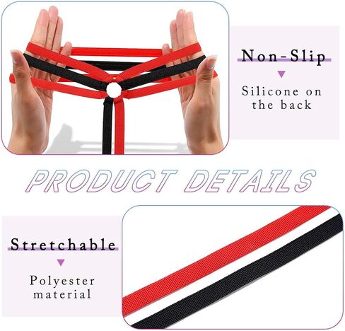 Lorealri Blue/Red Leg Wraps Rave Elastic Garter with O Ring Rave Outfits Festivals Exotic Costume for Women and Girls in Kuwait