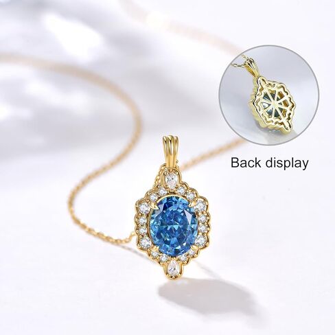 PHNIBIRD جوهرة الميلاد قلادة للنساء 925 الفضة الاسترليني الذهب قلادة قلادة سحق الجليد قطع مكعب زركونيا لذيذ خمر البيضاوي قلادة عيد ميلاد هدايا عيد الحب للنساء in Kuwait