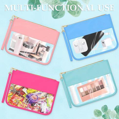 10 Pcs Nylon Makeup Bag Nylon Cosmetic Bag DIY Chenille Letter Bag Waterproof Toiletry Bag Transparent Zipper Pouches Nylon Makeup Bag PVC Flat Pouch for Women Girls (Multicolor) in Saudi Arabia