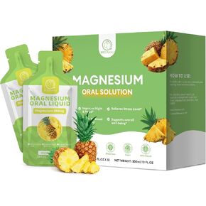 Magnesium Citrate Liquid (10 oz), High Absorption Magnesium Citrate Drink, Magnesium Citrate Oral Solution Supplement with Bromelain, Vitamin C D3 B6 Zinc for Night, Muscle & Energy Support