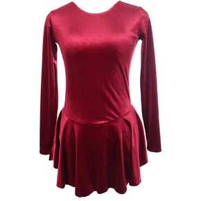 Ice Figure Skating Dress Girls Classic Velvet Open Back Skirt Training Dance Dress Competition