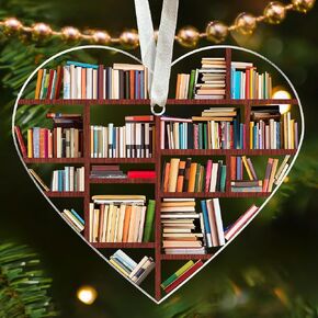 Book Lovers Gifts - Book Ornaments for Christmas Tree, Book Lover Christmas Ornaments - Gifts for Book Lovers - Book Ornament, Book Lover Ornament, Librarian Ornament - Acrylic Christmas Ornaments