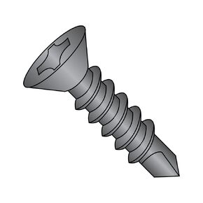 Small Parts 0808KPFB Steel Self-Drilling Screw, Black Oxide Finish, 82 Degree Flat Head, Phillips Drive, #2 Drill Point, #8-18 Thread Size, 1/2" Length (Pack of 100)