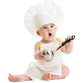 Newborn Baby Photography Prop Apron and Hat Outfit Set Baby Chef Costume for Cooking Baking Painting