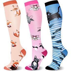 Compression Socks for Women Circulation for Nurse,Pregnancy,Running,Hiking(3 Pairs)
