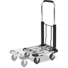 Monibloom Telescoping Platform Hand Truck, Folding Dolly Cart for Luggage Baggage Moving, Black/Silver
