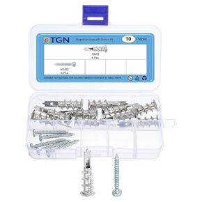 13x42mm Self-Drilling Drywall Anchors with Screws Kit - 5 Set - Good for Concrete Tile Cement - Zinc Alloy Hollow Wall Anchors Kit with M4 Screws