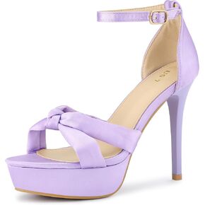 Allegra K Women's Platform Heels Twist Knot Stiletto Heel Satin Heel Sandals