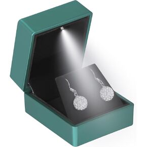 LED Stud Earring Jewelry Gift Box for Proposal, Wedding, Engagement，Birthday Luxury Jewelry Gift Box with LED Light, Jewellry Display Box (Black)