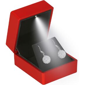 LED Stud Earring Jewelry Gift Box for Proposal, Wedding, Engagement，Birthday Luxury Jewelry Gift Box with LED Light, Jewellry Display Box (Black) in Kuwait