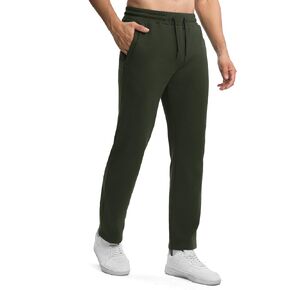 Rdruko Men's Fleece Sweatpants Straight Leg Athletic Yoga Lounge Pants Open Bottom Casual Jersey Pants with Zipper Pockets