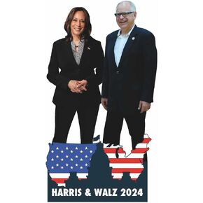 H38213 Kamala Harris and VP Tim Walz DC Backdrop Cardboard Cutout Sign Standee Standup