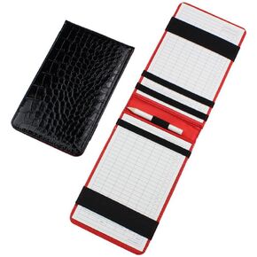 Golf Scorecard Holder，Faux Leather Golf Accessories Scorecard Book with Golf Pencil and Scorecard(Black)