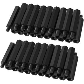 uxcell 50pcs M4 30+6mm Male Thread Nylon Hex Standoff Spacer Screws PCB Pillar Black