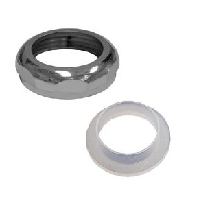 EZ-Fluid 1-1/2" x 1-1/4" Universal Reducing Brass Slip Joint Nut and Blue Heavy Duty Reducing Washer Gasket,Chrome for Under Sink Lavatory Kitchen Sink Tubular (1)