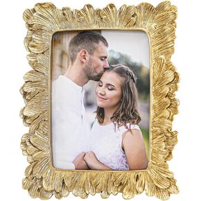 5x7 Vintage Picture Frames, Gold Picture Frame for Table Top Display and Wall Hanging Home Decor