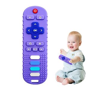 Silicone Baby Teething Toys for Babies3 6 18 24 Months,Baby Silicone Chew Toys,Remote Control Shape Teething Toys,BPA Free (Black+Pig Black)
