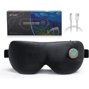 Cordless Heated Eye mask for Dry Eyes, Sleep Eye mask, USB Rechargeable Heating Eye Pad with Battery Indicators, Electric Warm Eye Compress for Relief Stye,Gift for Mother Day