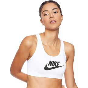Nike Women's Swoosh Futura Sports Bra (XS, White)