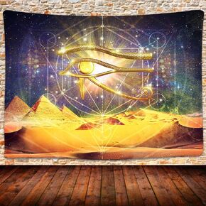 SHRAPHY Egyptian Horus Eye Tapestry Wall Hanging Egyptian Pyramids Wall Tapestry Starry Sky Tapestries Wall Art Wall Blanket for Bedroom Home Decor 80x60 Inches GTZYUH266