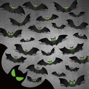 112 Pcs Bats Halloween Decoration 3D Bats Wall Decor Glow Eyes Bats PVC Wall Bats Stickers for Halloween Home Bathroom Indoor Decorations