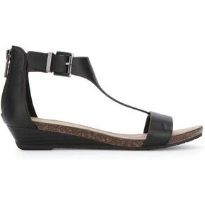 Kenneth Cole REACTION Women's Great Gal T-Strap Wedge Sandal, Black Patent, 6 M US