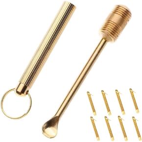 8 Pcs Ear Wax Removal Tool, Folding Type Copper Ear-Pick Cleaner Portable Ear Wax Removal Tools Ear Spoon Attached A Key Ring Mini Tool Supplies