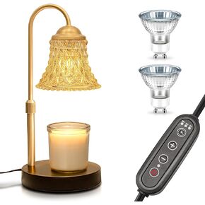 DORESshop Candle Warmer Lamp, Electric Candle Lamp Warmer with Timer(2H/4H/8H), Adjustable Height & Heat with 2 Bulbs, Birthday, Housewarming