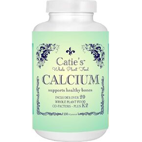 Catie's Whole Plant Food Calcium - Plant Based, Whole Food Calcium w/ Foods rich in Magnesium, Vitamin D + K2, Boron, Lysine, Zinc... 30 Day Supply. 150 Capsules. NO Gluten, Dairy, Soy, GMO. Raw, Vegan + Vegetarian.