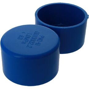 MroMax 63mm Blue PVC Pipe Cap Fitting Slip Socket External End Caps Tubing End Plastic Cap Plug Adapter for Home or Industrial Use 2pcs