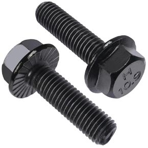 M8-1.25 x 35mm Flanged Hex Head Bolts,External Flange Hex Drive Screws,Class 10.9 Black Zinc Plated,Alloy Steel,Full Coarse Thread,Pump,Fix Car,DIY Project(18Pcs)