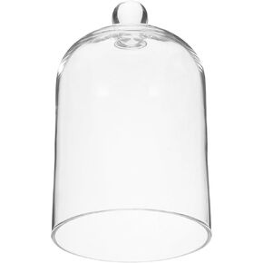 POPETPOP Glass Cloche Dome Bell Jar Display Case with Base Glass Display Dome Terrarium Jar Clear Glass Dome Showcase for Plants Collectible Figure