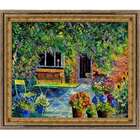 overstockArt 79 Ledent Courtyard 79 Canvas with Black Crackle/Gold Wood Frame
